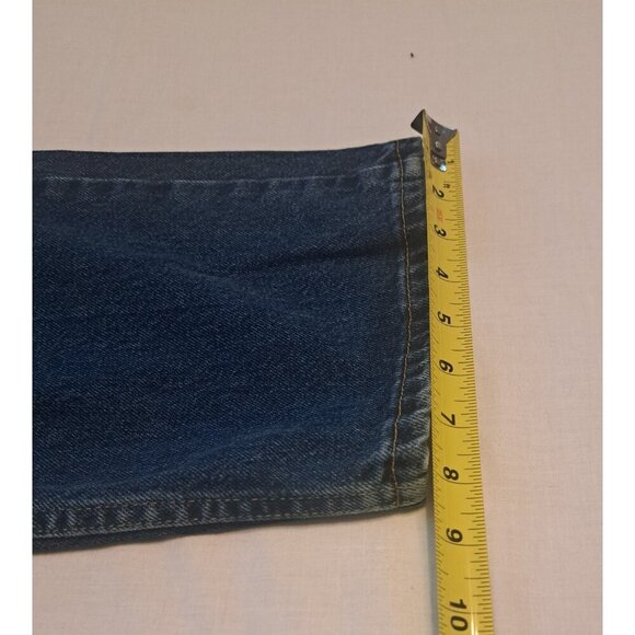 Wrangler Denim Jeans Mens Navy Blue 42 x 30 Cotton Button Zip 5 Pockets Mid Rise - Picture 7 of 7